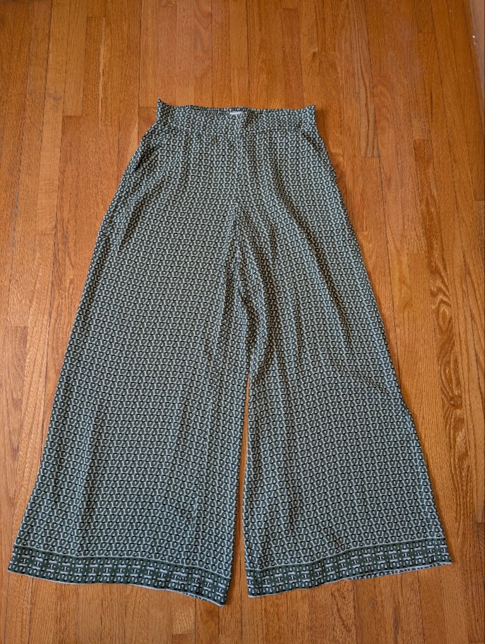 Max Studio London Green Geometric Print Wide Leg Palazzo Pants XS